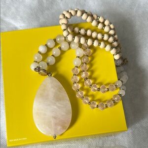 Rose Quartz Cream Beaded Necklace